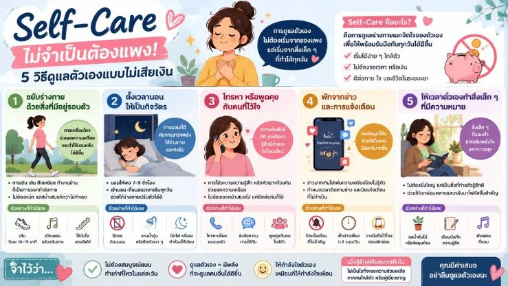 Self-Care ไม่จำเป็นต้องแพง! 5 วิธีดูแลตัวเองแบบไม่เสียเงิน