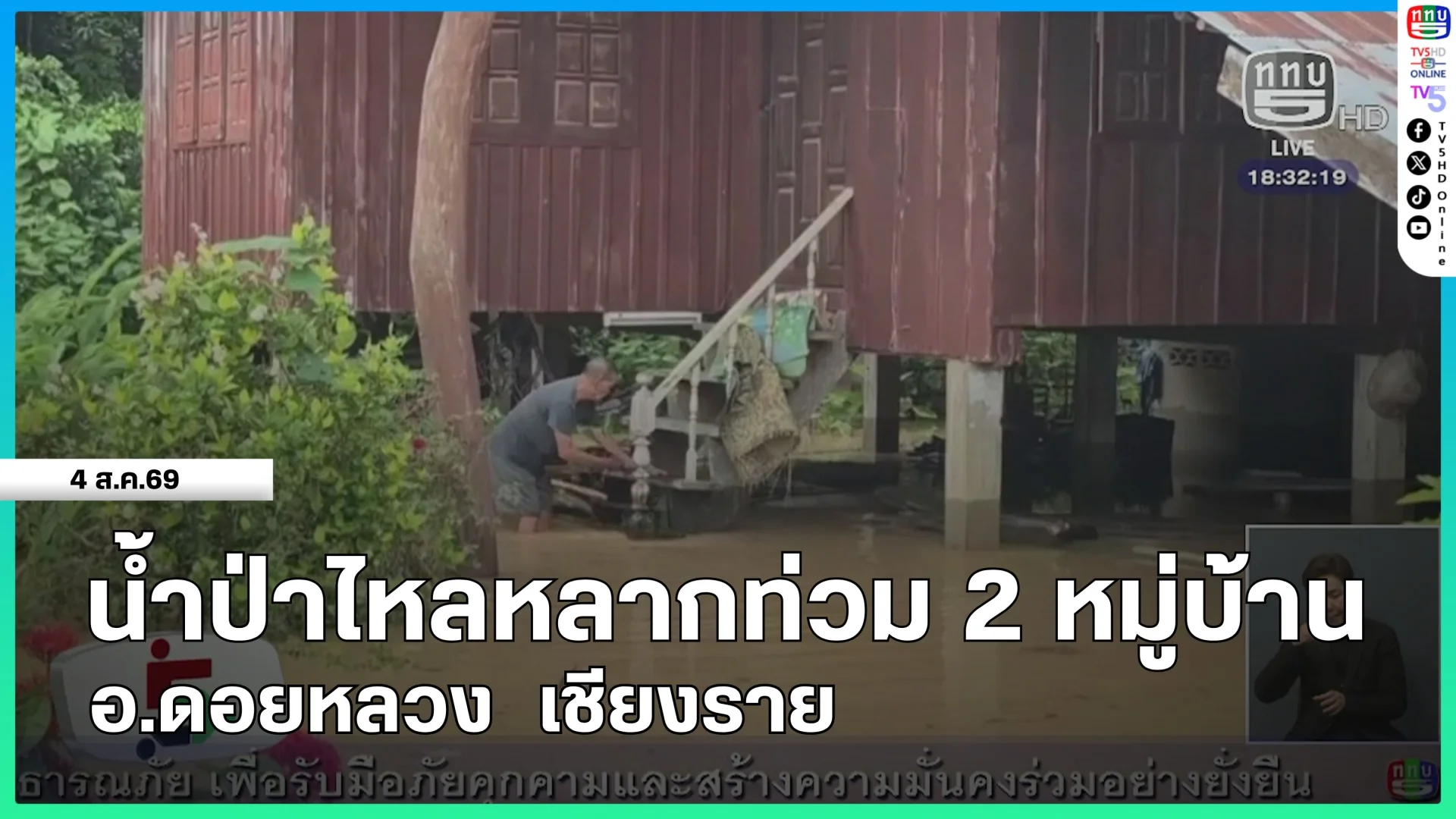 น้ำป่าไหลหลากท่วม 2 หมู่บ้าน อ.ดอยหลวง เชียงราย