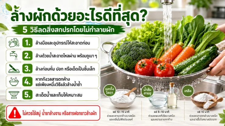ล้างผักด้วยอะไรดีที่สุด? 5 วิธีลดสิ่งสกปรกโดยไม่ทำลายผัก
