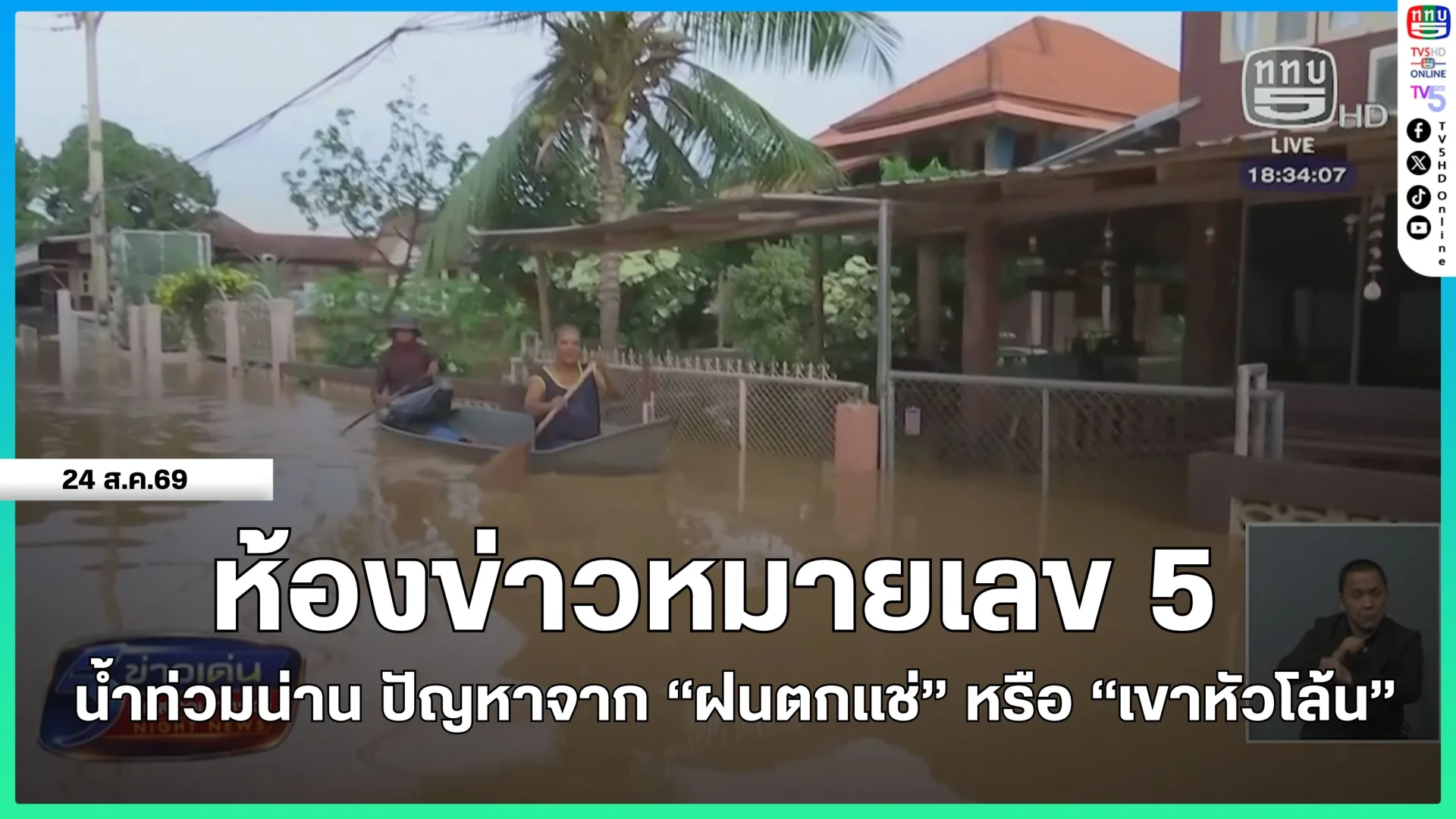 ห้องข่าวหมายเลข 5 : น้ำท่วมน่าน ปัญหาจาก "ฝนตกแช่" หรือ "เขาหัวโล้น"