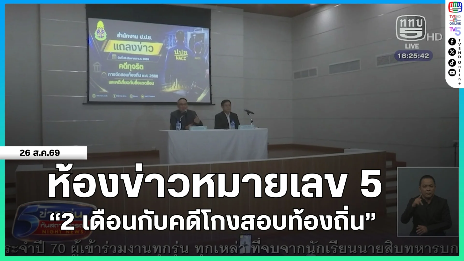 ห้องข่าวหมายเลข 5 : "2 เดือนกับคดีโกงสอบท้องถิ่น"