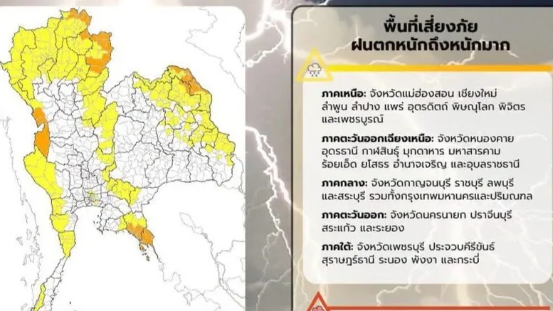 อุตุฯ เตือนฝนถล่มหนักถึงหนักมาก เหนือ-อีสานบน-ตะวันออก เสี่ยงน้ำท่วมฉับพลัน