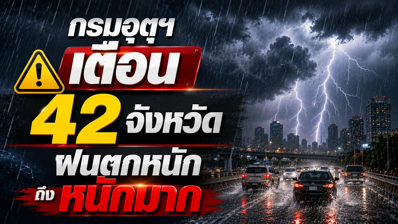 กรมอุตุฯ เตือน 42 จังหวัด ฝนตกหนักถึงหนักมาก