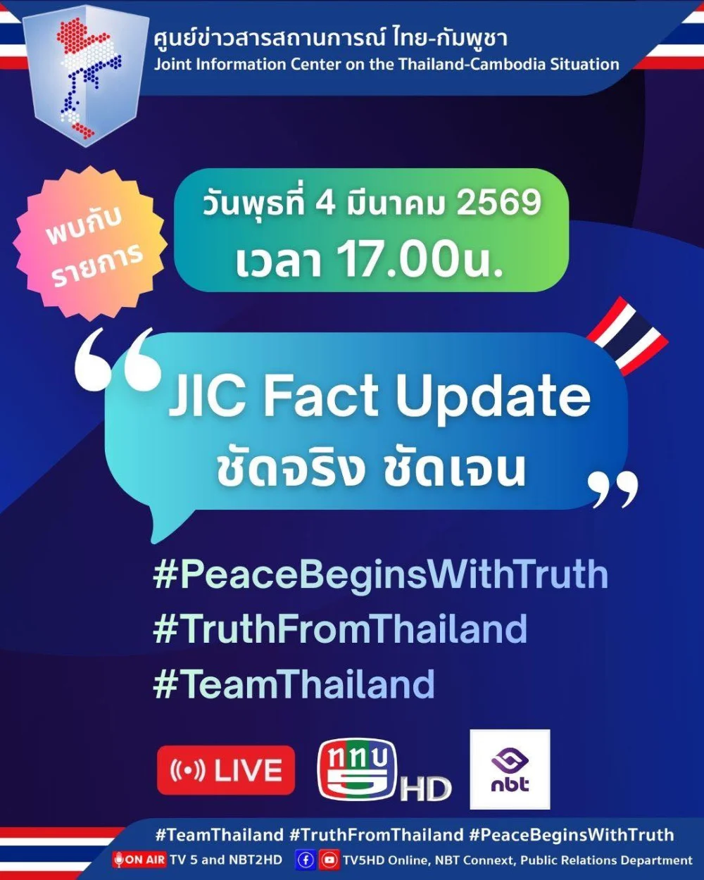 พบกับรายการ " JIC Fact Update ชัดจริง ชัดเจน"