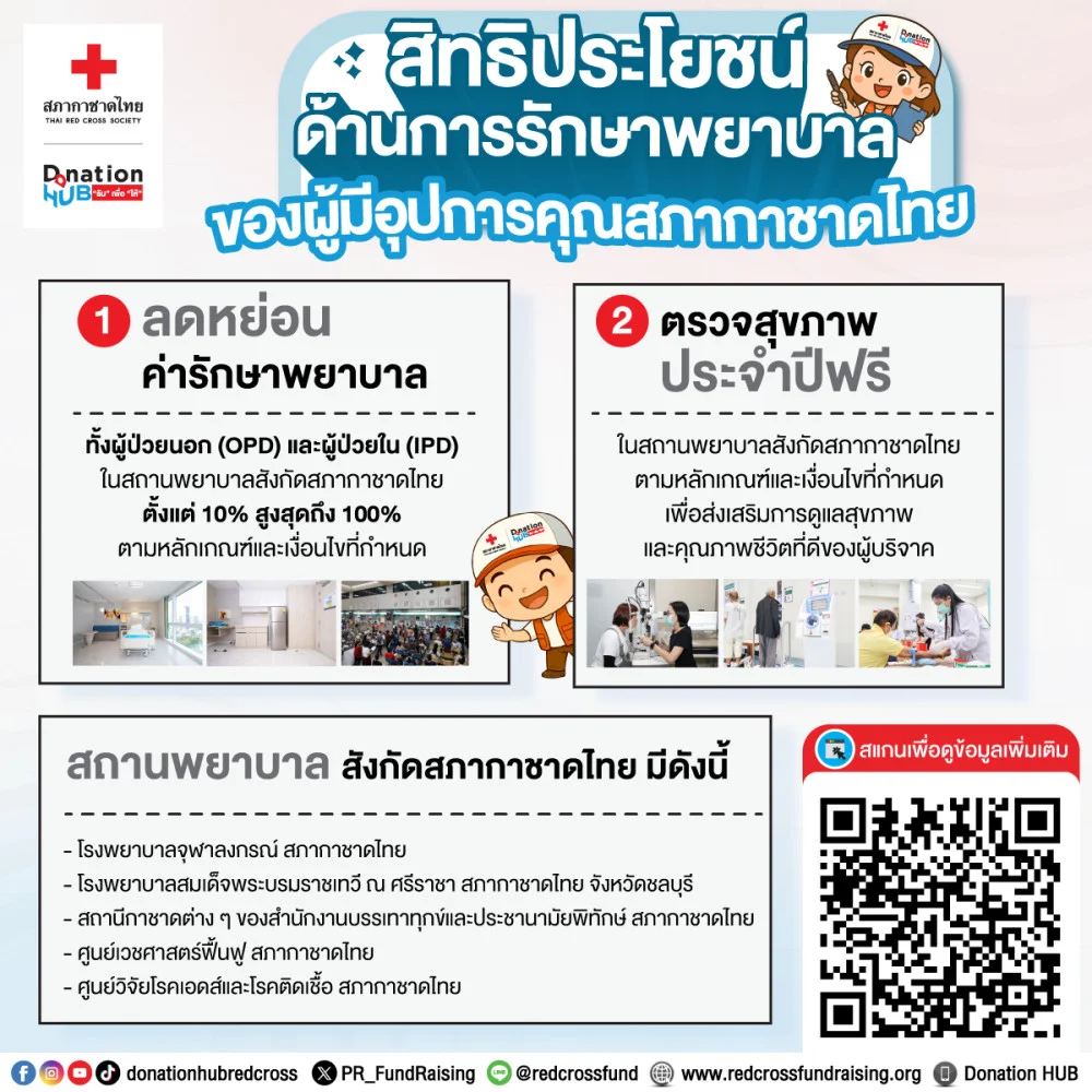 สิทธิประโยชน์ด้านการรักษาพยาบาลของ #ผู้มีอุปการคุณสภากาชาดไทย