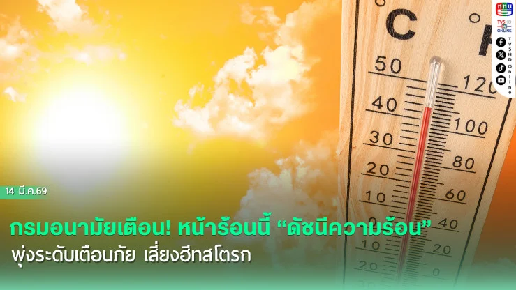 กรมอนามัยเตือน! หน้าร้อนนี้ "ดัชนีความร้อน" พุ่งระดับเตือนภัย เสี่ยงฮีทสโตรก