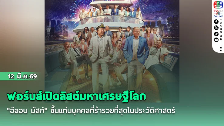 ฟอร์บส์เปิดลิสต์มหาเศรษฐีโลก "อีลอน มัสก์"  ขึ้นแท่นบุคคลที่ร่ํารวยที่สุดในประวัติศาสตร์