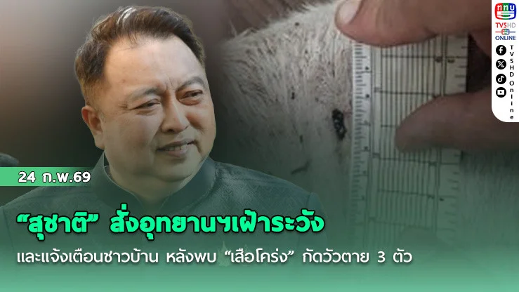 สุชาติ" สั่งอุทยานฯเฝ้าระวังและแจ้งเตือนชาวบ้าน​ หลังพบ​ "เสือโคร่ง" กัดวัว​ตาย​ 3 ตัว แถวดอยอินทนนท์