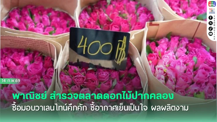 พาณิชย์ สํารวจตลาดดอกไม้ปากคลอง ซื้อมอบวาเลนไทน์คึกคัก ชี้อากาศเย็นเป็นใจ ผลผลิตงาม