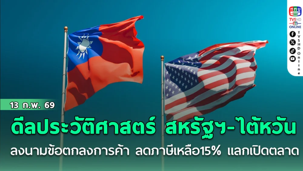 ดีลประวัติศาสตร์ สหรัฐฯ-ไต้หวัน ลงนามข้อตกลงการค้า ลดภาษีเหลือ15% แลกเปิดตลาด