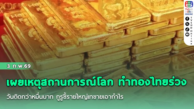 เผยเหตุสถานการณ์โลก ทําทองไทยร่วง 3 วันติดกว่าหมื่นบาท กูรูชี้รายใหญ่เทขายเอากําไร