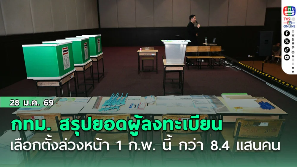 กทม. สรุปยอดผู้ลงทะเบียนเลือกตั้งล่วงหน้า 1 ก.พ. นี้ กว่า 8.4 แสนคน