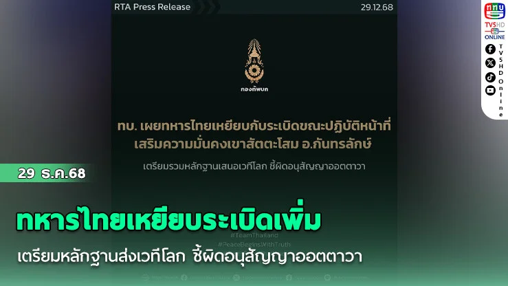 ทหารไทยเหยียบระเบิดเพิ่ม  เตรียมหลักฐานส่งเวทีโลก ชี้ผิดอนุสัญญาออตตาวา