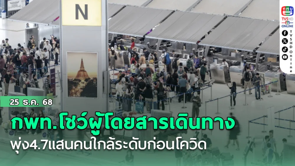 กพท.โชว์ผู้โดยสารเดินทางพุ่ง4.7แสนคนใกล้ระดับก่อนโควิด