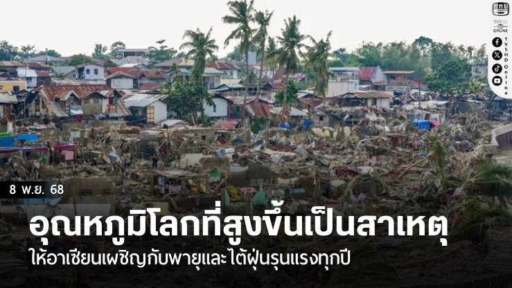 นักวิจัยระบุว่าอุณหภูมิโลกที่สูงขึ้นเป็นสาเหตุให้อาเซียนเผชิญกับพายุและไต้ฝุ่นรุนแรงทุกปี