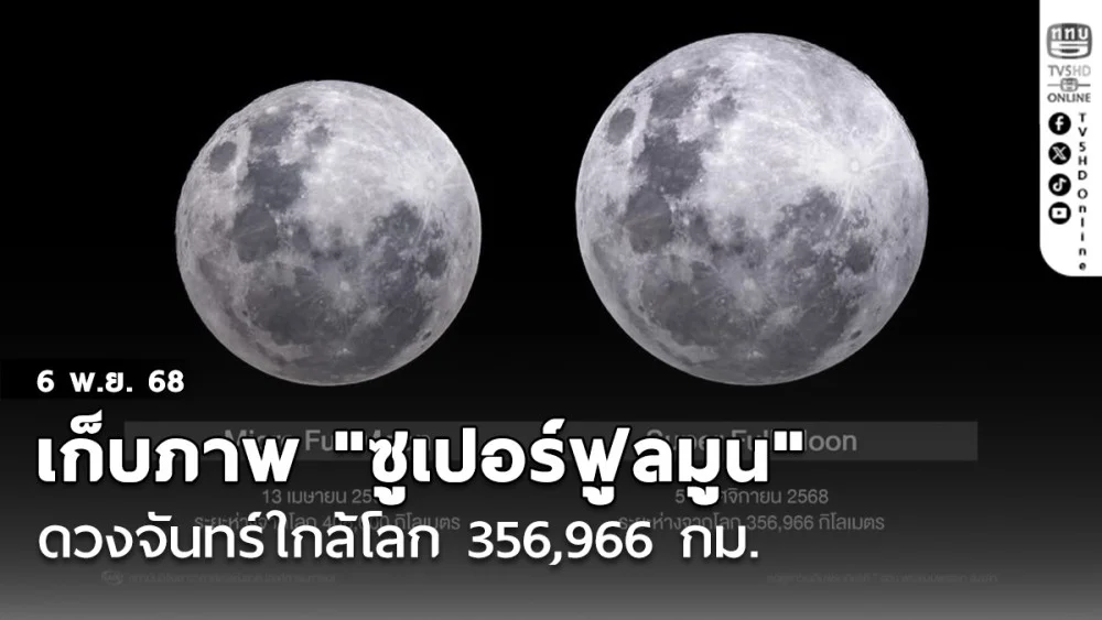 เก็บภาพ "ซูเปอร์ฟูลมูน" คืนลอยกระทง 5 พ.ย. ดวงจันทร์ใกล้โลก 356,966 กม.
