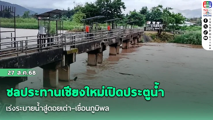 ชลประทานเชียงใหม่เปิดประตูน้ํา เร่งระบายน้ําสู่ดอยเต่า–เขื่อนภูมิพล 