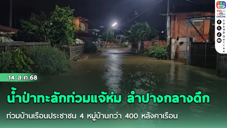 น้ําป่าทะลักท่วมแจ้ห่ม ลําปางกลางดึก 