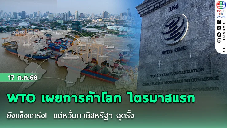 WTO เผยการค้าโลก ไตรมาสแรก ยังแข็งแกร่ง!  แต่หวั่นภาษีสหรัฐฯ ฉุดรั้ง