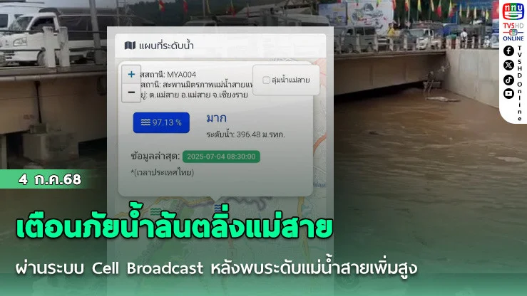 Cell Broadcast เตือนภัยน้ำล้นตลิ่งแม่สาย