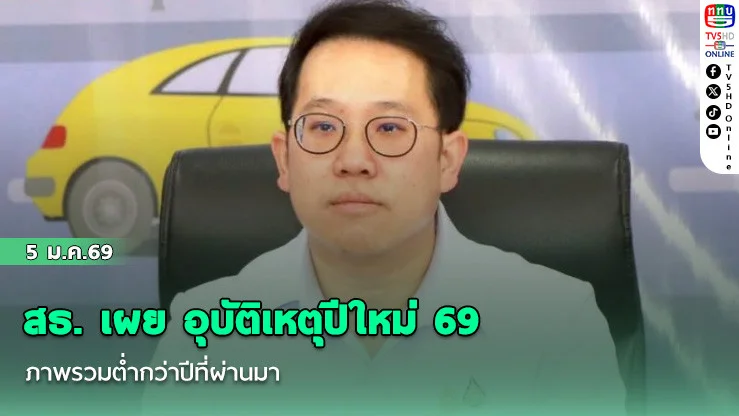 สธ. เผย อุบัติเหตุปีใหม่ 69 ภาพรวมต่ํากว่าปีที่ผ่านมา