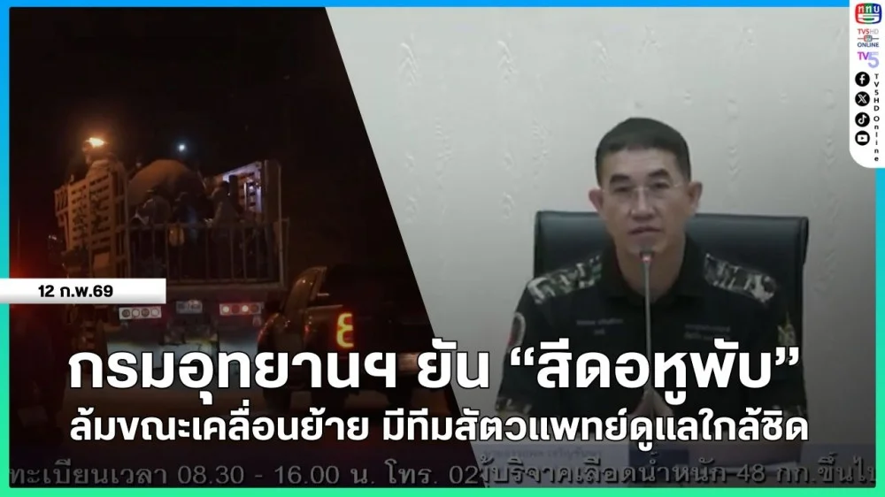 กรมอุทยานฯ ยัน "สีดอหูพับ" ล้มขณะเคลื่อนย้าย มีทีมสัตวแพทย์ดูแลใกล้ชิด