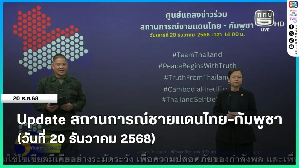 Update สถานการณ์ชายแดนไทย-กัมพูชา (วันที่ 20 ธันวาคม 2568)