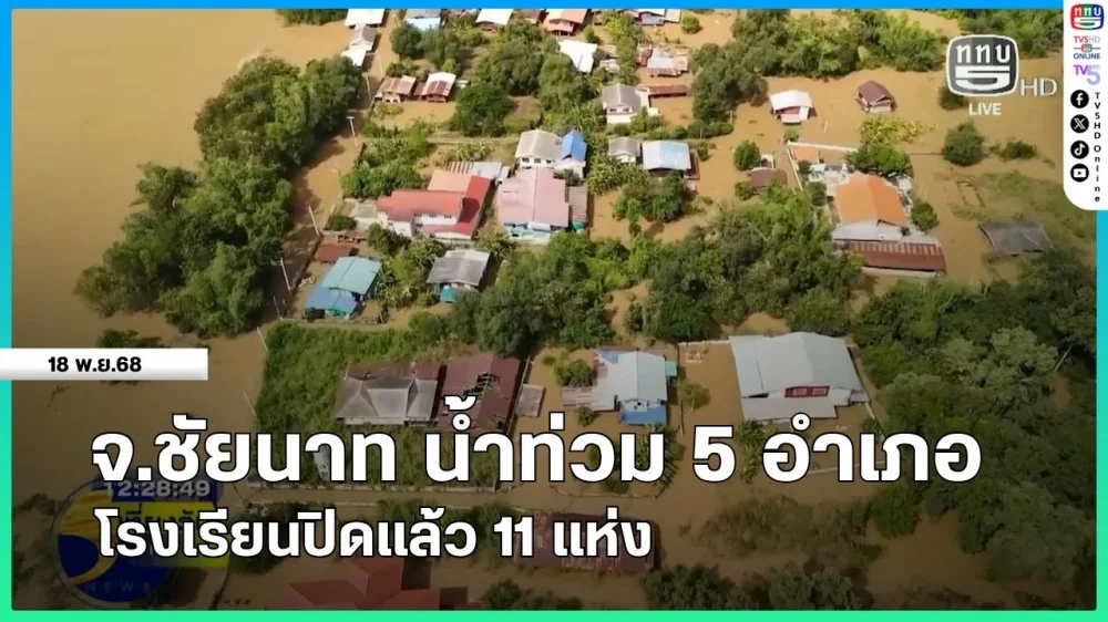 จ.ชัยนาท น้ําท่วม 5 อําเภอ โรงเรียนปิดแล้ว 11 แห่ง