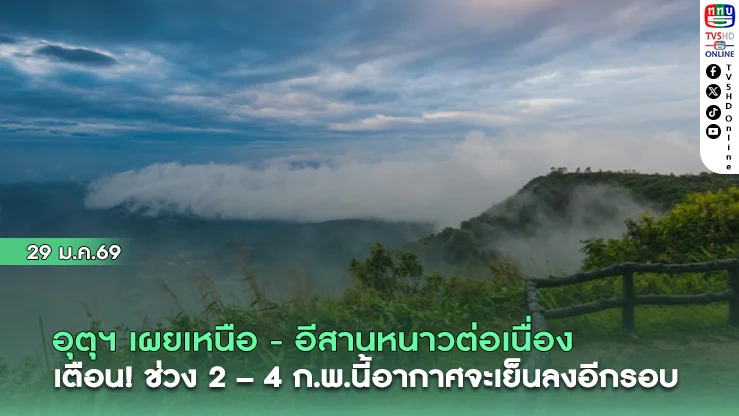 อุตุฯ เผยเหนือ - อีสานหนาวต่อเนื่อง ยอดดอยอุณหภูมิต่ําสุด 2 องศาฯ