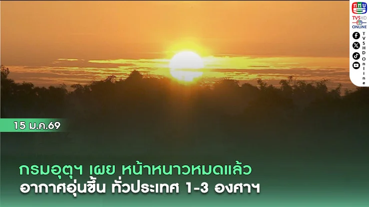 กรมอุตุฯ เผย หน้าหนาวหมดแล้ว อากาศอุ่นขึ้น ทั่วประเทศ 1-3 องศาฯ