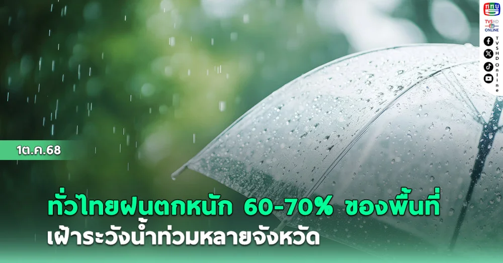 ทั่วไทยฝนตกหนัก 60-70% ของพื้นที่ เฝ้าระวังน้ําท่วมหลายจังหวัด