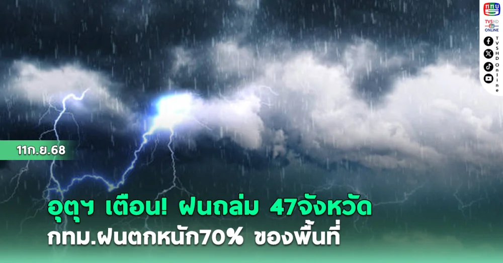 อุตุฯ เตือน ฝนถล่ม 47 จังหวัด กทม.ฝนตกหนัก70% ของพื้นที่ 