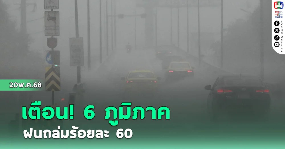 เตือน 6 ภูมิภาค ฝนถล่มร้อยละ60