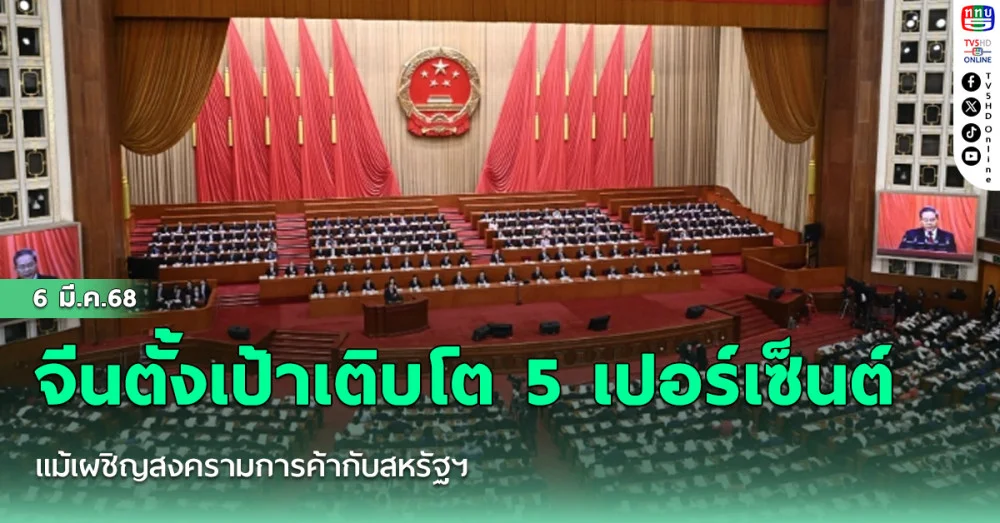 จีนตั้งเป้าเติบโต 5 เปอร์เซ็นต์ แม้เผชิญสงครามการค้ากับสหรัฐฯ