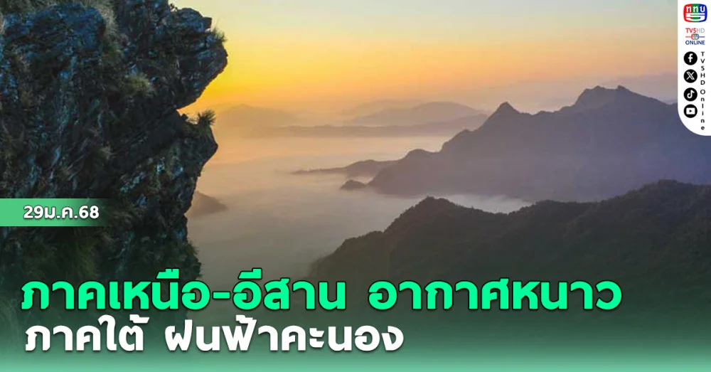 ภาคเหนือ-อีสาน อากาศหนาว  ภาคใต้ ฝนฟ้าคะนอง