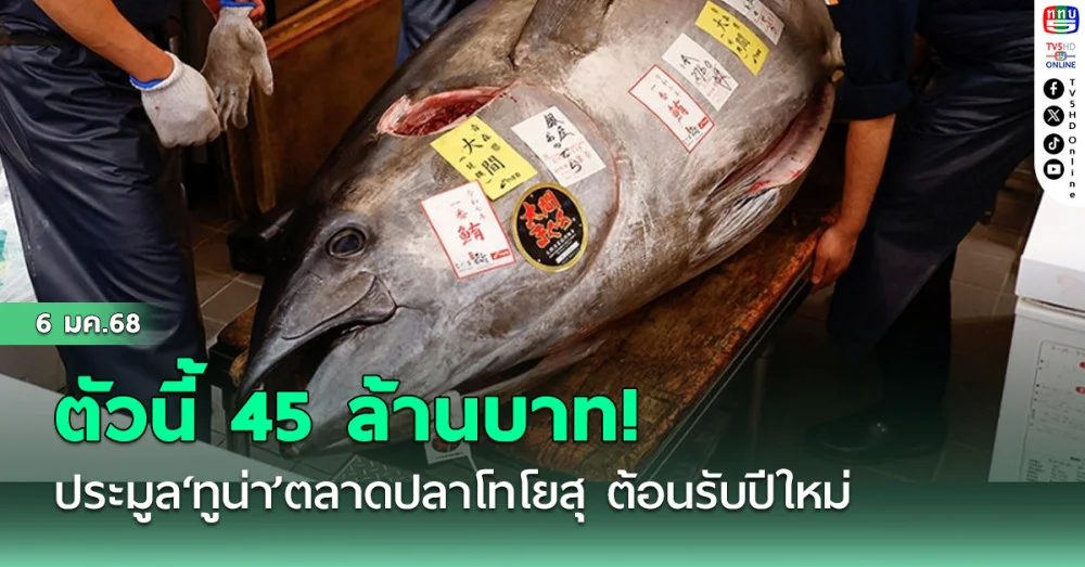 ตัวนี้ 45 ล้านบาท! ประมูล‘ทูน่า’ตลาดปลาโทโยสุ ต้อนรับปีใหม่