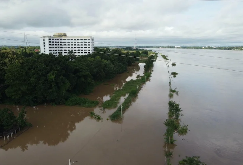 น้ำโขงหนองคายล้นตลิ่งเข้าท่วมพื้นที่ลุ่มต่ำชาวบ้านเทศบาลเมืองหนองคาย