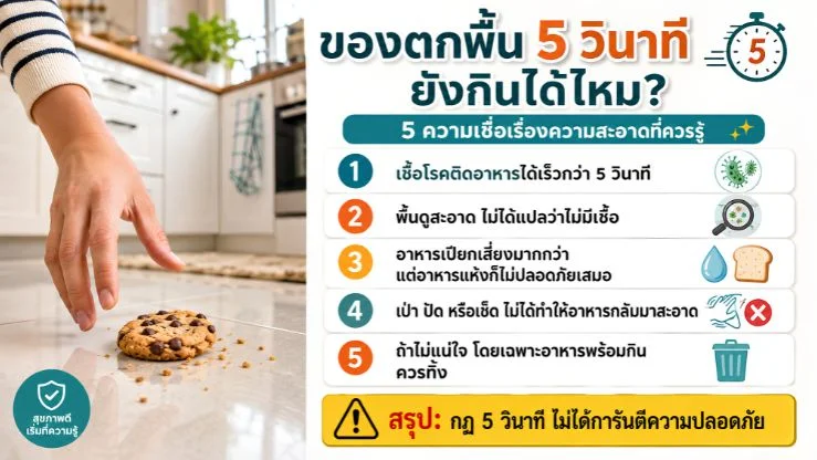 ของตกพื้น 5 วินาทียังกินได้ไหม? 5 ความเชื่อเรื่องความสะอาดที่ควรรู้